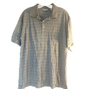 Vitanova Mens Polo Shirt Black Multi Geometric Size M